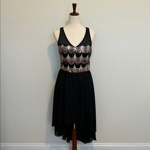 AUW Black and Gold Sequin Midi‎ Dress